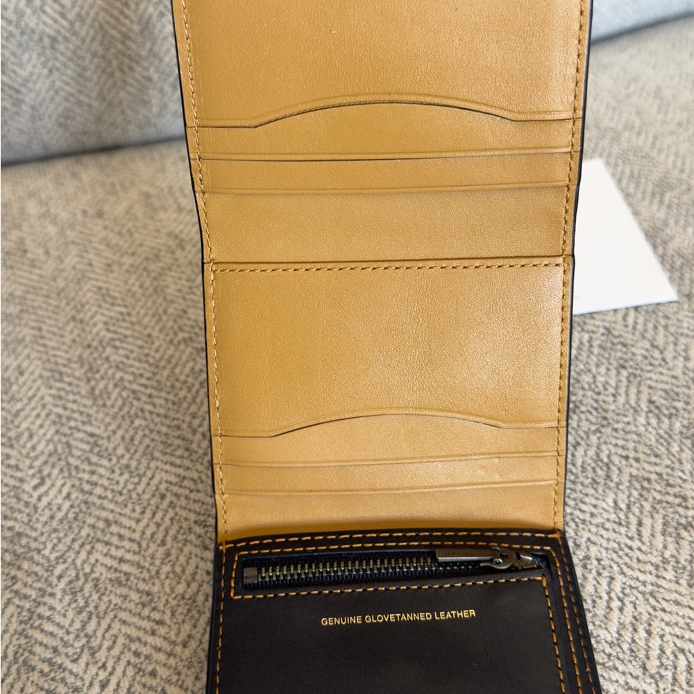 Coach Black Leather Wallet with Tan Stitching - Picture 6 of 7